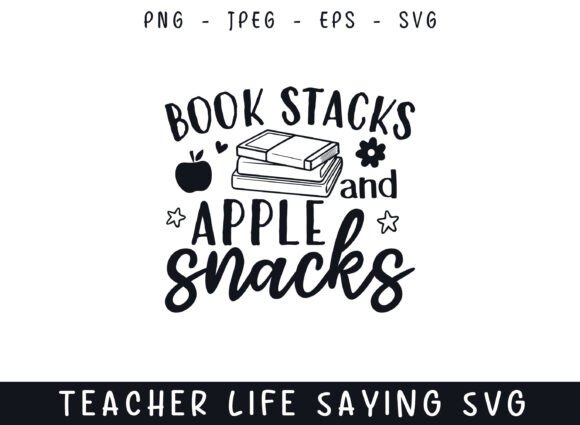 Book Stacks Apple Snack Teacher Life Graphics for Crafts