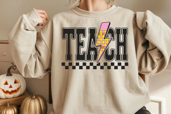 Checkered Teach Lightning Pencil Graphics for Crafts
