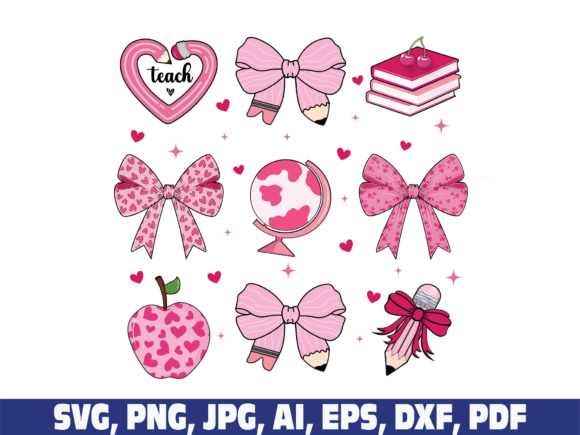Coquette Bow Teacher Valentine Graphics for Crafts