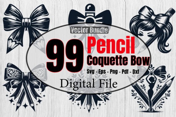 Pencil Coquette Bow Bundle for Crafts Graphics